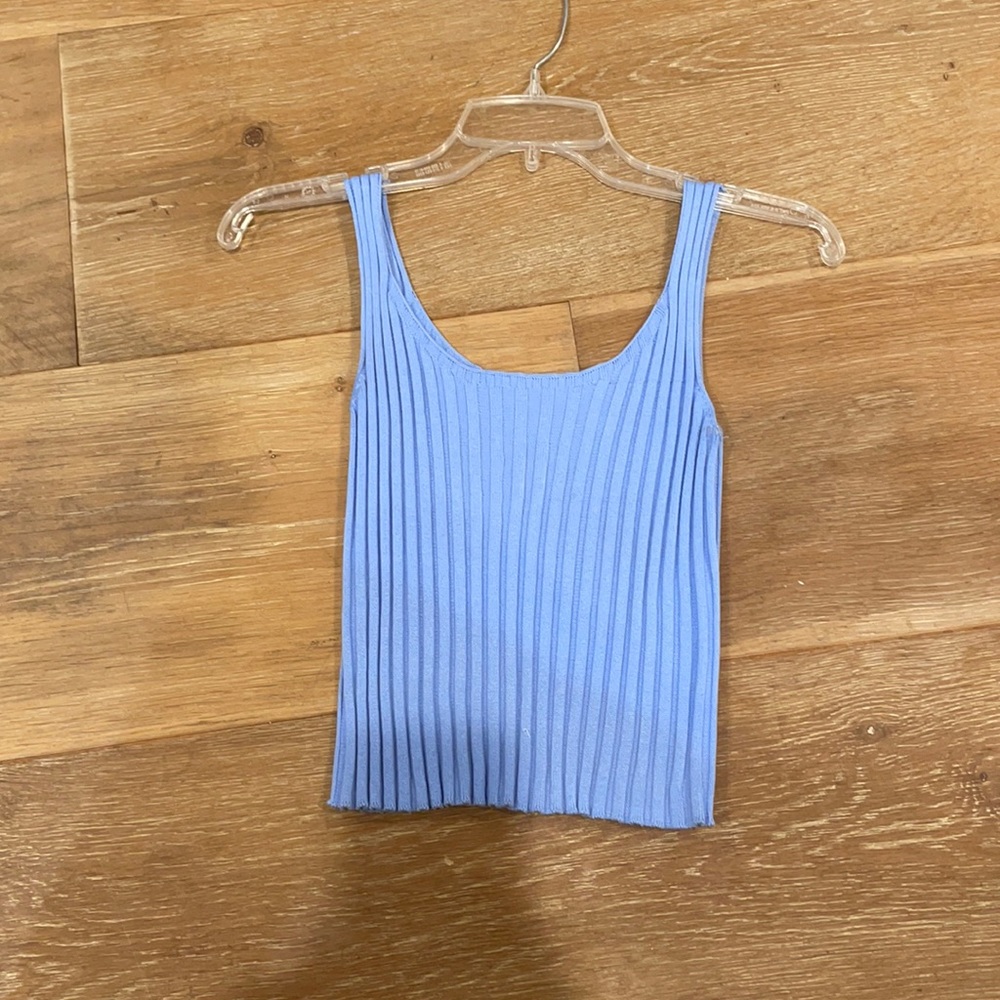 Light Blue Ribbed Tank Top